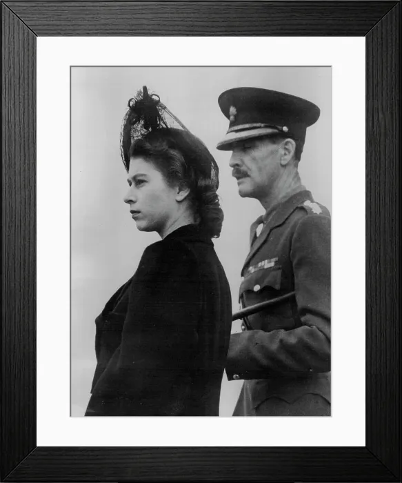 Framed Print : Princess Elizabeth Inspects Her Regiment - Princess Elizabeth at the saluting base during the march past Framed Print : Princess Elizabeth Inspects Her Regiment - Princess Elizabeth at the saluting base during the march past