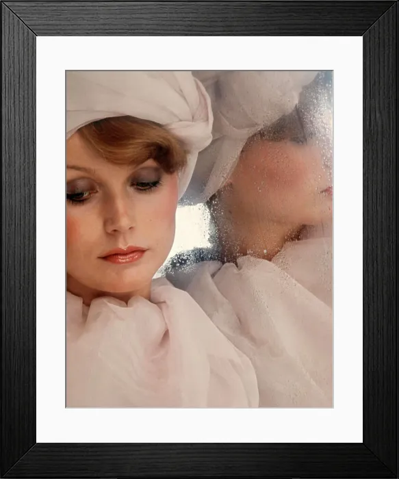 Framed Print : 1970S Pensive Blond Woman In White Hat And Clothing Fashion Framed Print : 1970S Pensive Blond Woman In White Hat And Clothing Fashion