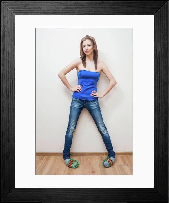 Framed Print : 20s blond women weared jeans shot 20s blond women weared jeans full body shot Framed Print : 20s blond women weared jeans shot 20s blond women weared jeans full body shot