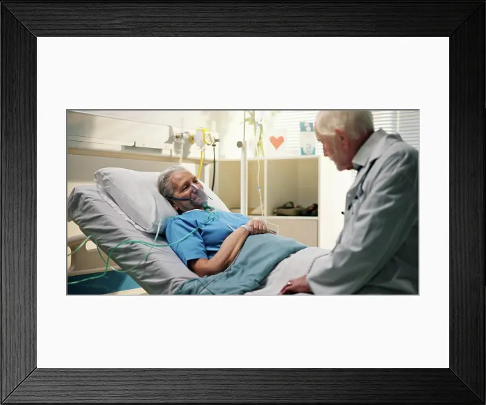 Framed Print : Patient, doctor and old woman with oxygen mask Framed Print : Patient, doctor and old woman with oxygen mask