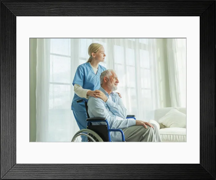 Framed Print : Help to support health care in old age Framed Print : Help to support health care in old age
