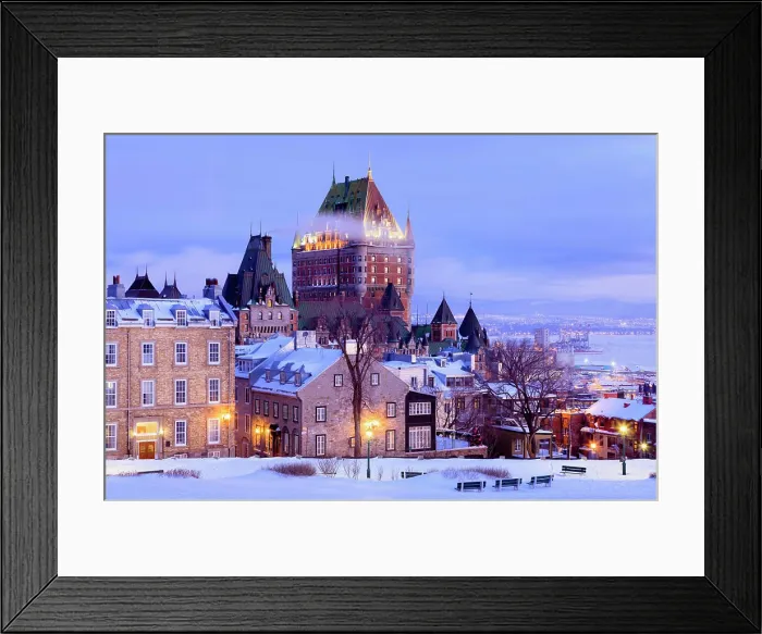 Framed Print : Saint-Denis Street And Chateau Frontenac At Dawn In Winter; Quebec City Quebec Canada Framed Print : Saint-Denis Street And Chateau Frontenac At Dawn In Winter; Quebec City Quebec Canada
