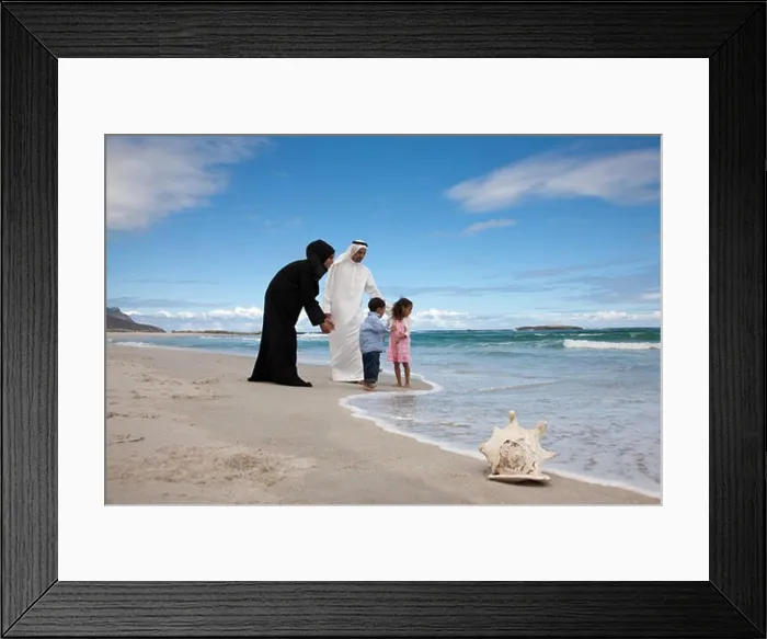 Framed Print : Arab family at the beach Framed Print : Arab family at the beach