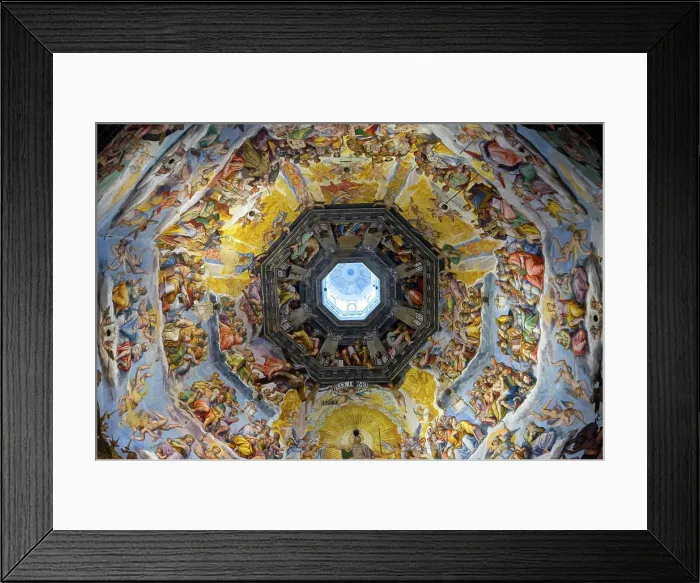 Framed Print : Interior view of Last Judgment Fresco Cycle in dome of Cathedral of Santa Maria del Fiore