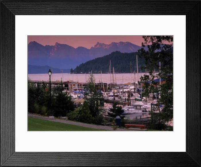 Framed Print : Gibsons Harbour in evening, Sunshine Coast, British Columbia, Canada Framed Print : Gibsons Harbour in evening, Sunshine Coast, British Columbia, Canada