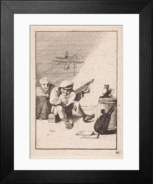 Framed Print : Farmer plays the lute, David Teniers II, Anonymous, 1626-1740 Framed Print : Farmer plays the lute, David Teniers II, Anonymous, 1626-1740