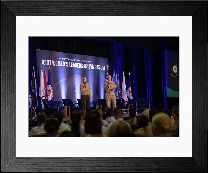 Framed Print : U.S. Navy officers give their opening remarks during the Joint Women's Leadership Symposium at the San Diego Convention Framed Print : U.S. Navy officers give their opening remarks during the Joint Women's Leadership Symposium at the San Diego Convention