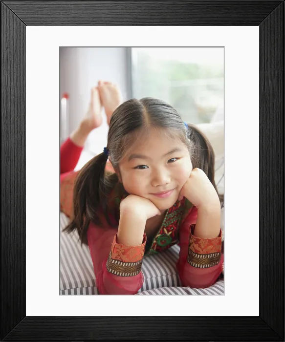 Framed Print : Portrait of Cute Young Girl