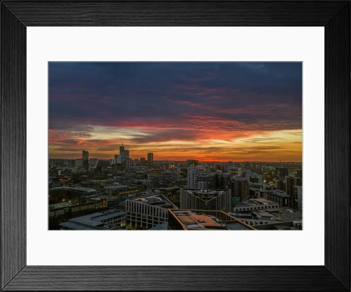 Framed Print : Spectacular Sunrise Over Leeds City Skyline Framed Print : Spectacular Sunrise Over Leeds City Skyline