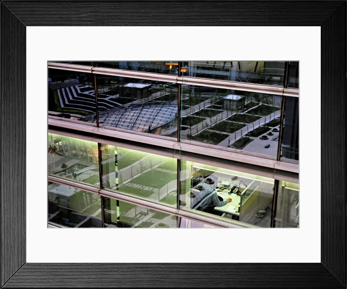 Framed Print : Lone denizen at night works in a cubicle at a computer in an office building; Beijing, People's Republic of China Framed Print : Lone denizen at night works in a cubicle at a computer in an office building; Beijing, People's Republic of China