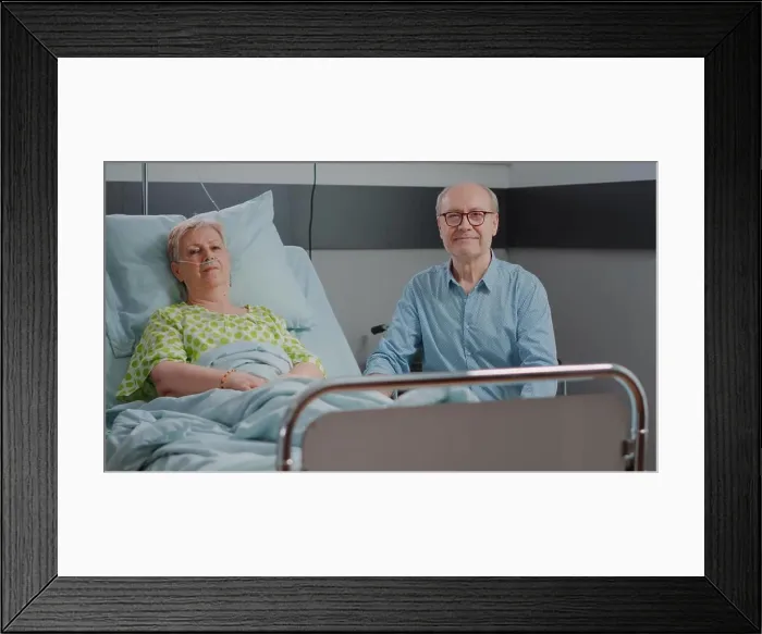 Framed Print : Portrait of senior people sitting in hospital ward Framed Print : Portrait of senior people sitting in hospital ward
