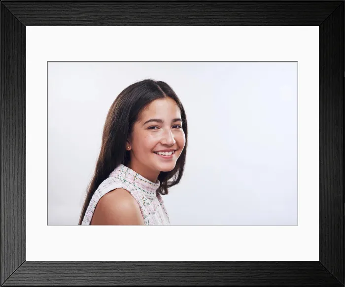 Framed Print : Happy girl, teen and portrait for confidence in studio Framed Print : Happy girl, teen and portrait for confidence in studio