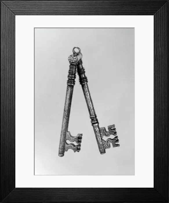 Framed Print : Double key 18th century possibly German. Double key 196998 Framed Print : Double key 18th century possibly German. Double key 196998
