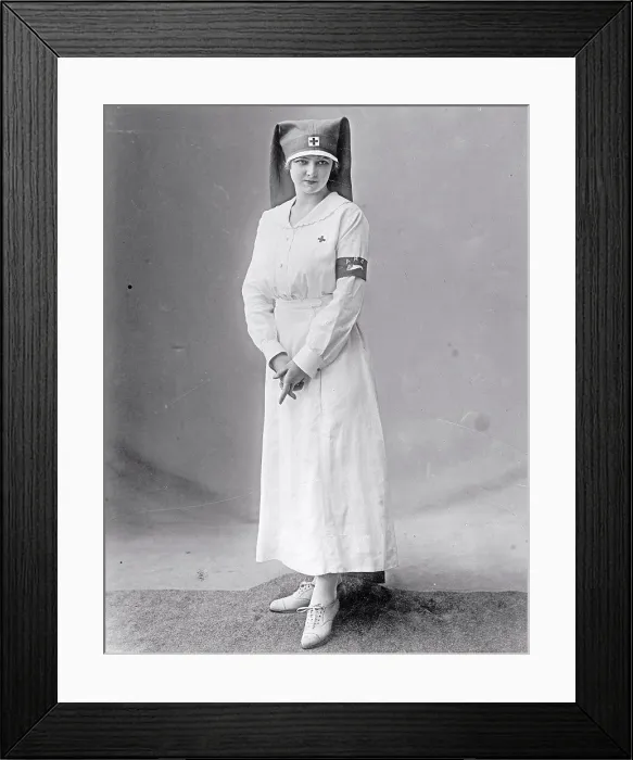 Framed Print : American Red Cross uniform modeled by a Red Cross nurse. ca. between 1910 and 1920 Framed Print : American Red Cross uniform modeled by a Red Cross nurse. ca. between 1910 and 1920