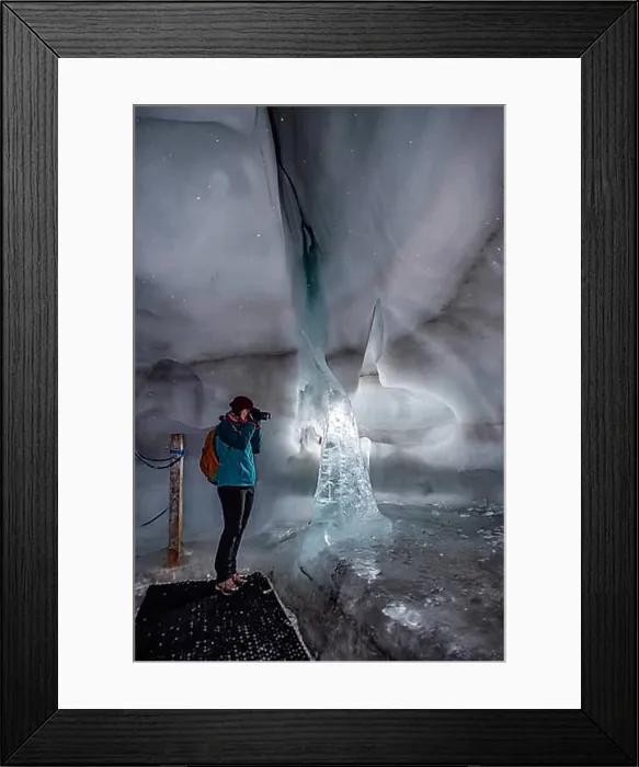 Framed Print : HINTERTUX, AUSTRIA, SEPTEMBER 10, 2023, Great ice formation in a natural glacial ice cave Framed Print : HINTERTUX, AUSTRIA, SEPTEMBER 10, 2023, Great ice formation in a natural glacial ice cave