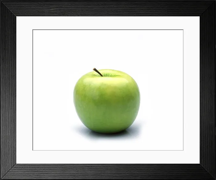 Framed Print : Granny Smith Apple, Malus Domestica, Fruit Against White Background Framed Print : Granny Smith Apple, Malus Domestica, Fruit Against White Background