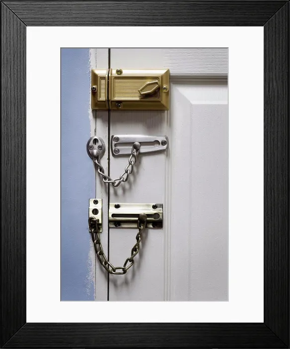 Framed Print : Three locks on door Framed Print : Three locks on door