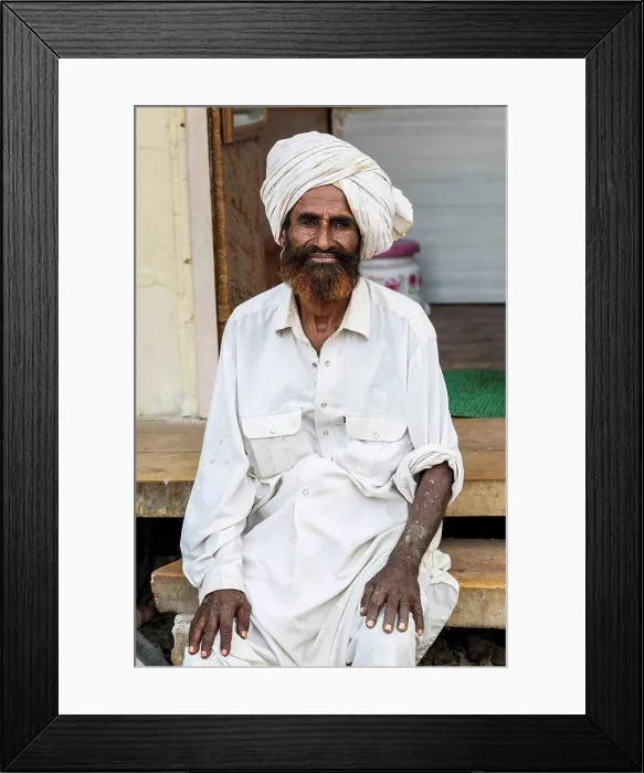 Framed Print : Portrait of an Indian man with turban; Jaisalmer, Rajasthan, India Framed Print : Portrait of an Indian man with turban; Jaisalmer, Rajasthan, India