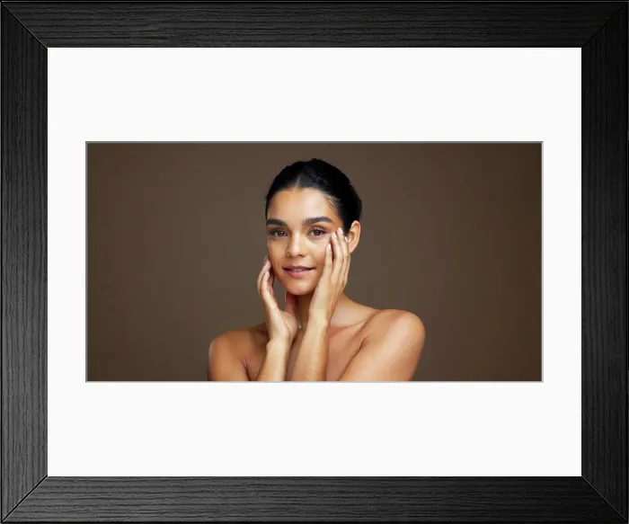 Framed Print : Portrait, beauty and skincare with woman for glow