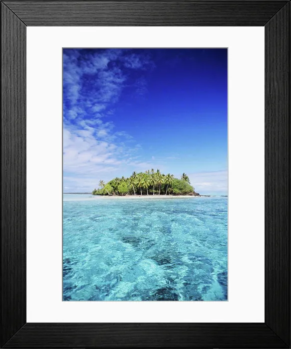 Framed Print : French Polynesia, Tahiti, Bora Bora, Motu Island in distance, turquoise water and blue sky Framed Print : French Polynesia, Tahiti, Bora Bora, Motu Island in distance, turquoise water and blue sky