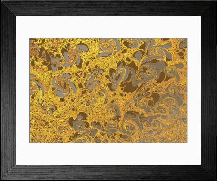 Framed Print : Ebru marbling floral patterns.. Unique art Liquid marbling
