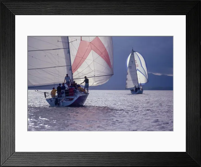 Framed Print : Two yachts in full sail on stormy day