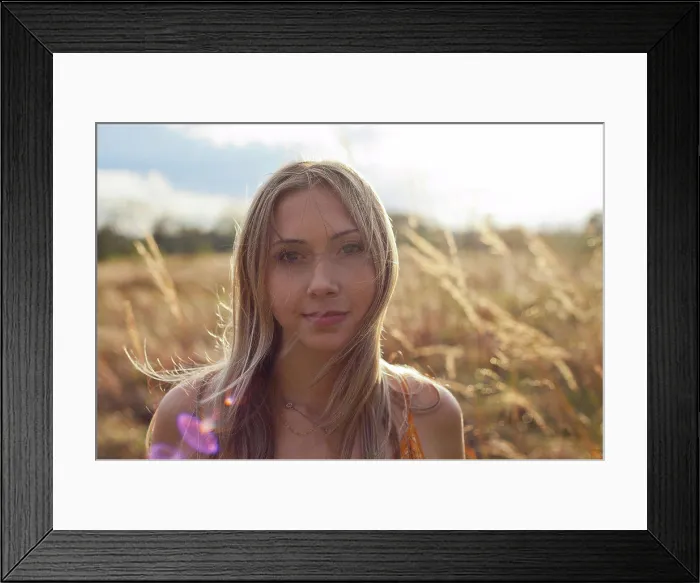 Framed Print : Headshot of a young woman standing in a hay field in the Virginia country side Framed Print : Headshot of a young woman standing in a hay field in the Virginia country side