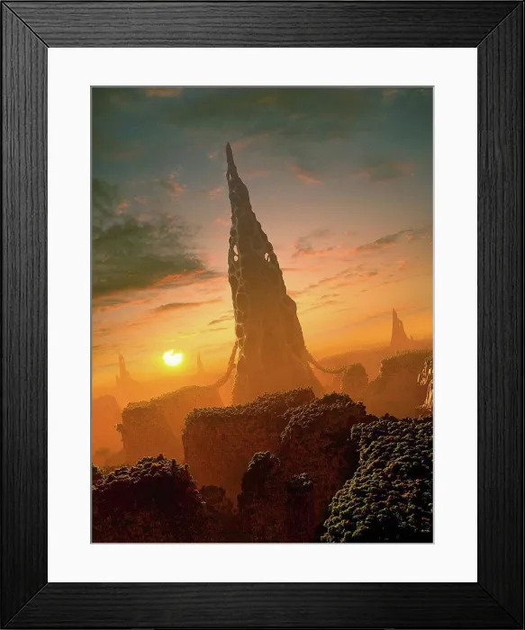 Framed Print : Illustration depicting alien constructions on an extrasolar planet Framed Print : Illustration depicting alien constructions on an extrasolar planet