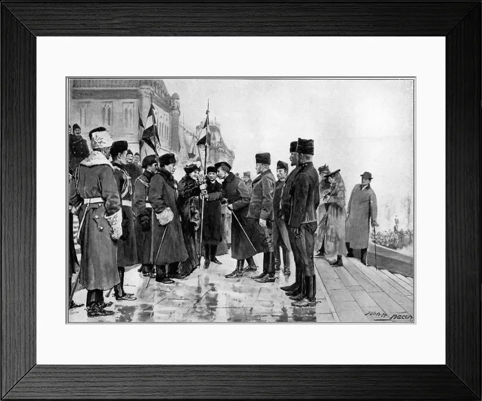 Framed Print : Lady Minto presenting colours to Herchmer's Horse as they leave Ottawa for South Africa Framed Print : Lady Minto presenting colours to Herchmer's Horse as they leave Ottawa for South Africa