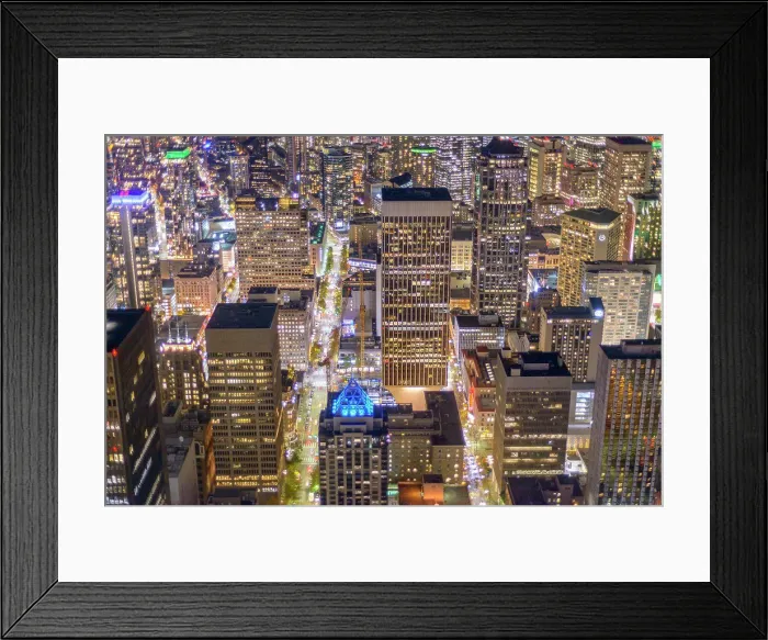 Framed Print : Seattle Skyline At Night From Above