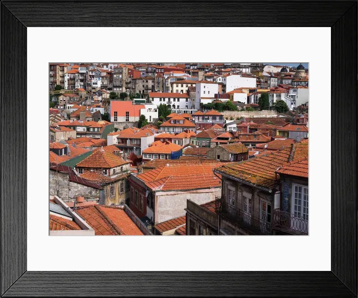 Framed Print : View on a old European city, Tiled roofs Framed Print : View on a old European city, Tiled roofs