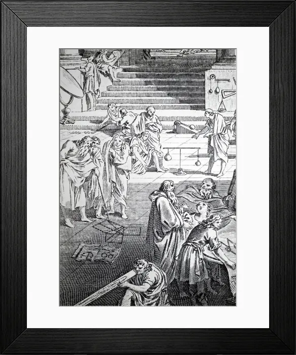 Framed Print : Illustration showing Philosophers demonstrating the mathematical sciences Framed Print : Illustration showing Philosophers demonstrating the mathematical sciences