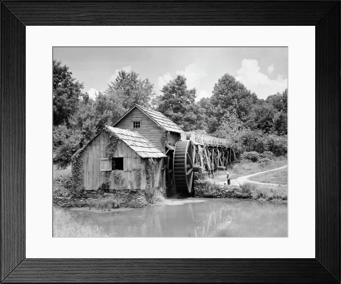 Framed Print : Boy fishing in a pond, Mabry Mill, Virginia, USA Framed Print : Boy fishing in a pond, Mabry Mill, Virginia, USA