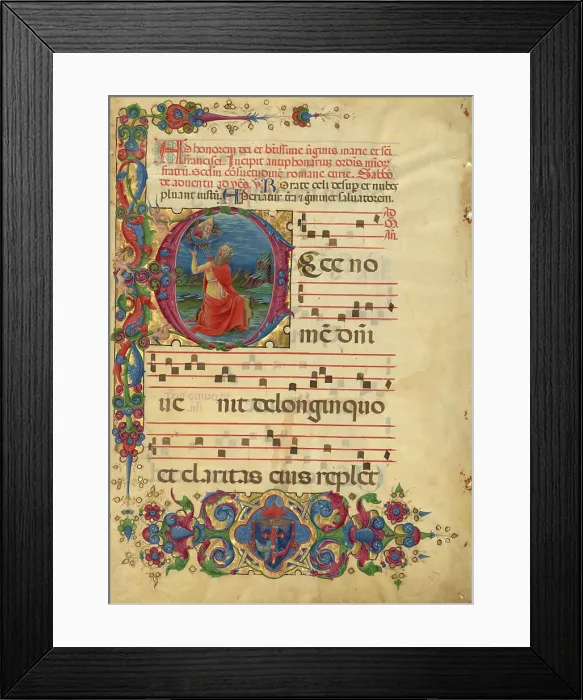 Framed Print : Leaf from the Antiphonal of Cardinal Bessarion. Franco dei Russi (Italian, active about 1453 - 1482) Framed Print : Leaf from the Antiphonal of Cardinal Bessarion. Franco dei Russi (Italian, active about 1453 - 1482)