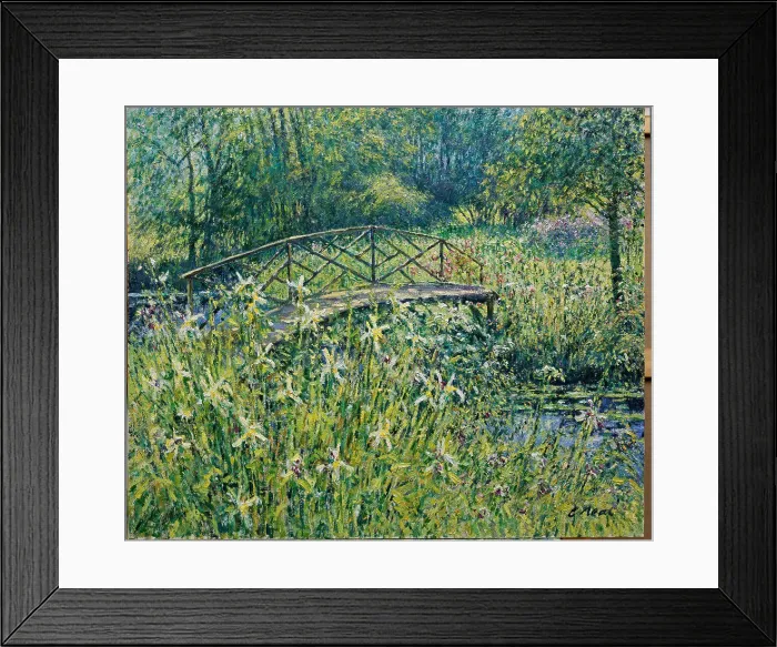 Framed Print : The Japanese Bridge with Irises, Byfleet Manor, Surrey (II) 2003 Charles Neal (b.1951 British) Oil on canvas Framed Print : The Japanese Bridge with Irises, Byfleet Manor, Surrey (II) 2003 Charles Neal (b.1951 British) Oil on canvas