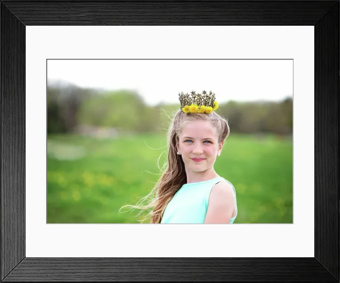 Framed Print : Pretty blond tween girl with dandelion crown Framed Print : Pretty blond tween girl with dandelion crown