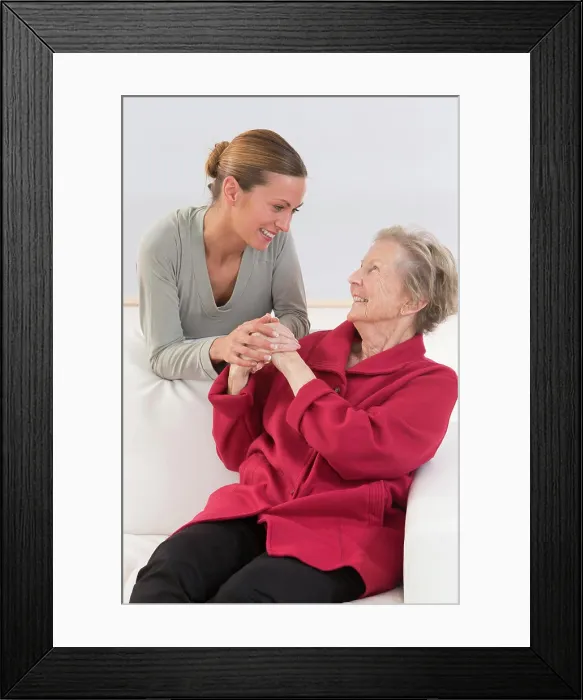 Framed Print : Young woman with her grandmother Framed Print : Young woman with her grandmother