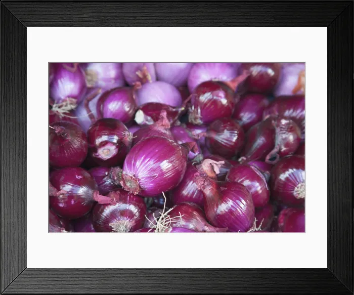 Framed Print : Red onions for sale at the open air market held in Bergerac, France Framed Print : Red onions for sale at the open air market held in Bergerac, France
