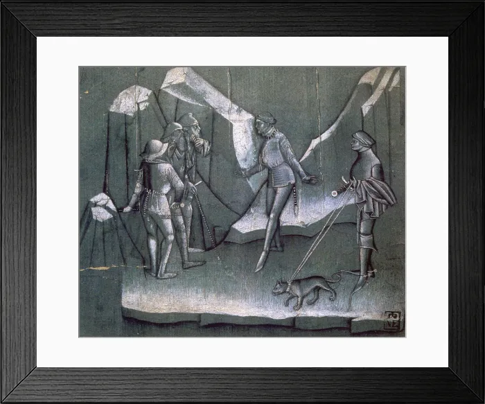 Framed Print : Scene from a story of chivalry. Bolognese artist c1400. Pen and brush, brown ink, white highlights on coloured paper Framed Print : Scene from a story of chivalry. Bolognese artist c1400. Pen and brush, brown ink, white highlights on coloured paper