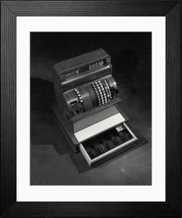 Framed Print : High angle view of an empty cash register Framed Print : High angle view of an empty cash register