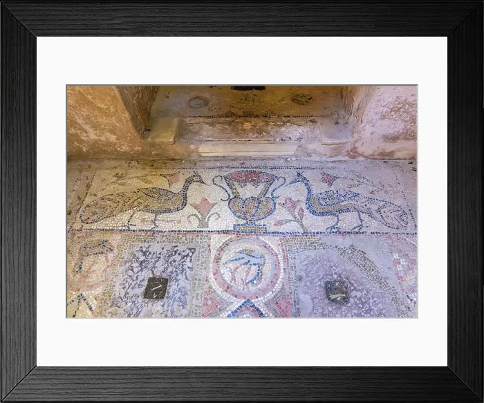 Framed Print : Tunis, Tunisia. Tile mosaic floor at the Baths of Antoninus in Carthage