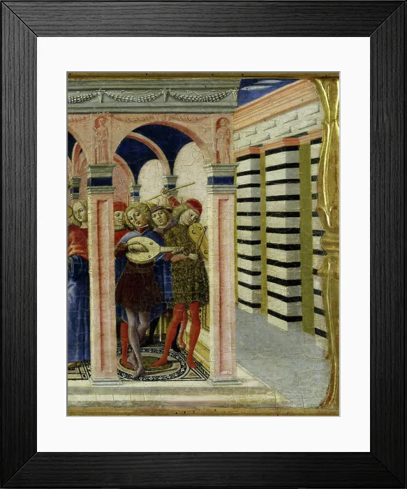 Framed Print : Stories of the Virgin (Predella Detail) Tempera on Wood Panel Benvenuto di Giovanni (Guasta) (1436-1518 / Italian)