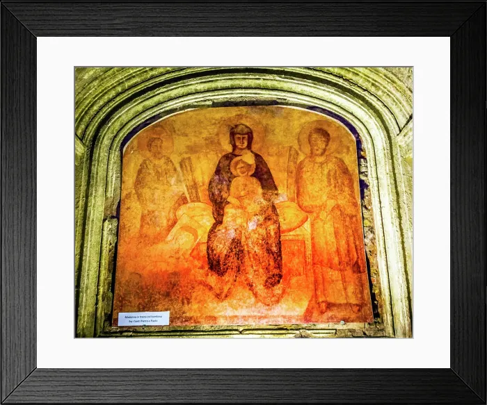 Framed Print : Mary and baby Jesus fresco. Saint Luke's House underneath Santa Maria Via Lata Church Framed Print : Mary and baby Jesus fresco. Saint Luke's House underneath Santa Maria Via Lata Church