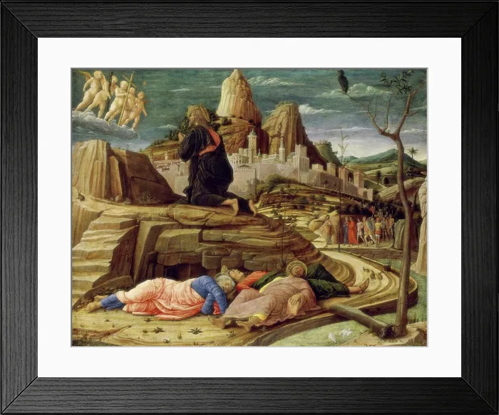 Framed Print : The Agony in the Garden, by Andrea Mantegna, oil on wood panel, 1460, England, London, National Gallery, 1431-1506 Framed Print : The Agony in the Garden, by Andrea Mantegna, oil on wood panel, 1460, England, London, National Gallery, 1431-1506