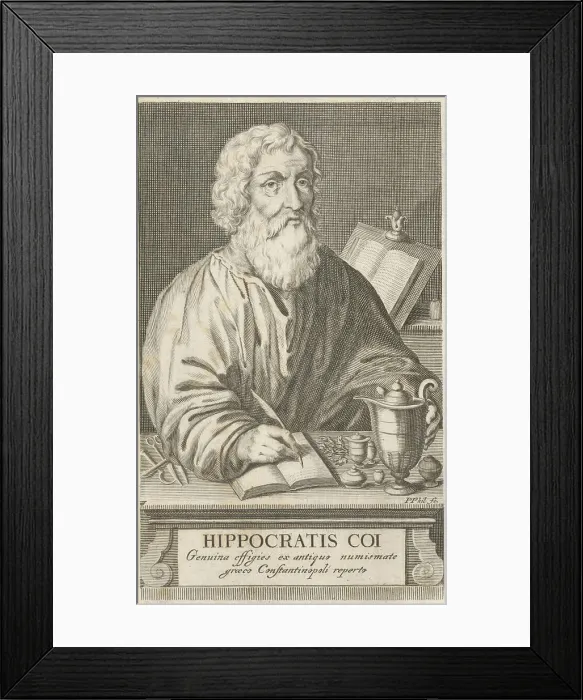 Framed Print : The Greek physician Hippocrates of Kos in his study room Framed Print : The Greek physician Hippocrates of Kos in his study room