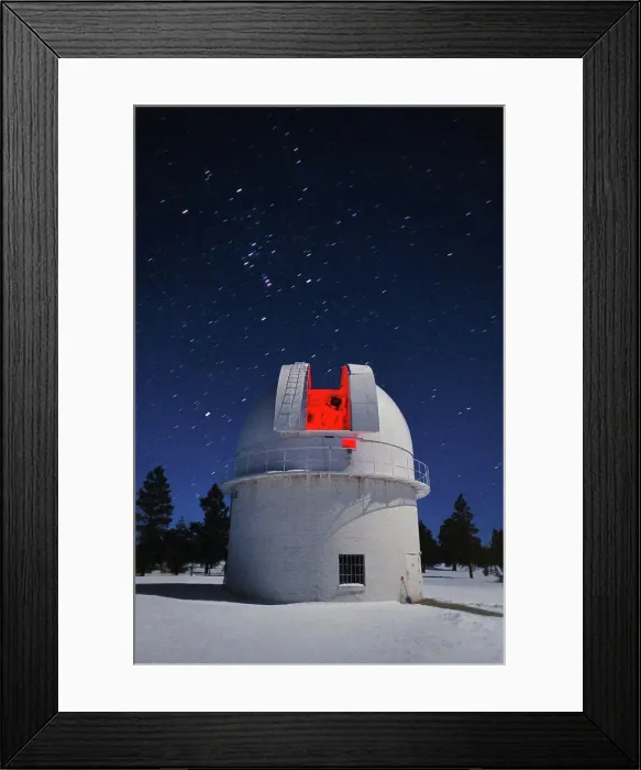 Framed Print : The 42' telescope glows softly red in this time exposure of the dome illuminated by a partial moon Framed Print : The 42' telescope glows softly red in this time exposure of the dome illuminated by a partial moon