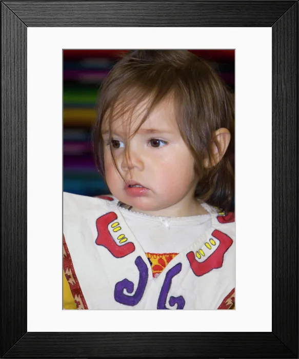 Framed Print : USA, New Mexico, Santa Fe, Aztec Indian baby in festival dress Framed Print : USA, New Mexico, Santa Fe, Aztec Indian baby in festival dress