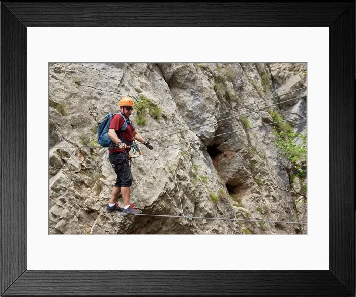 Framed Print : Climbing ferrata route, named as Estrechos de La Hoz, in Teruel, Aragon in Spain Framed Print : Climbing ferrata route, named as Estrechos de La Hoz, in Teruel, Aragon in Spain