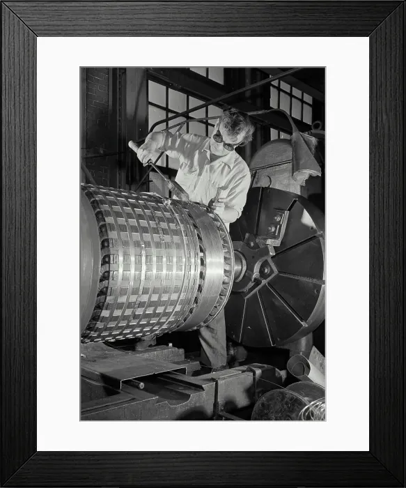 Framed Print : Vintage Photograph. New York Central Railroad shop man soldering wire on armature bending machine wearing goggles Framed Print : Vintage Photograph. New York Central Railroad shop man soldering wire on armature bending machine wearing goggles