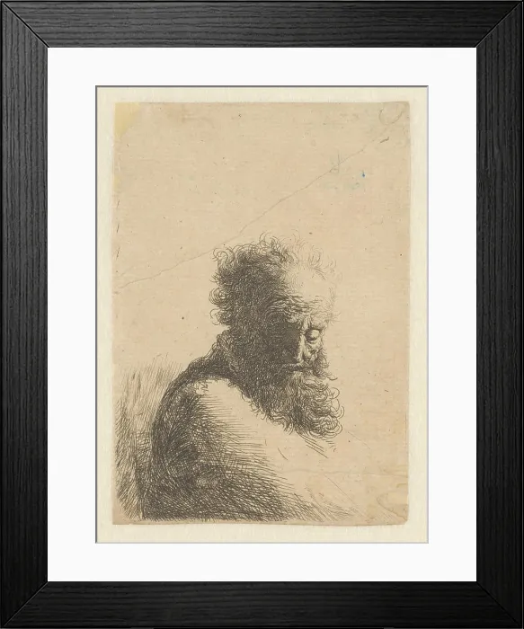 Framed Print : Bust of an old bearded man, looking down Framed Print : Bust of an old bearded man, looking down